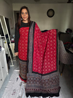 Load image into Gallery viewer, Pure georgette bandhej suit with Handblock ajrakh border top and dupatta 2 piece set