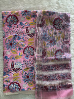 Load image into Gallery viewer, 5 m handblock cotton fabric with Kota doria dupatta