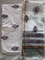 Load image into Gallery viewer, 5 m handblock cotton fabric with Kota doria dupatta