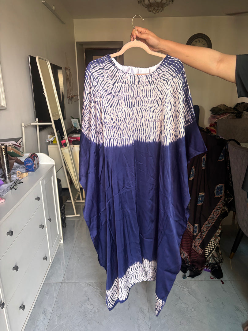 Modal silk shibori stitched kaftan free size