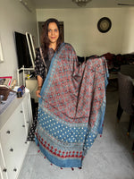 Load image into Gallery viewer, Natural dye Hand-blocked modal silk ajrakh dupatta with tazzles
