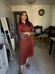 Vanaspathi handblocked modal silk kaftan shirt dress