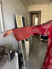 Vanaspathi handblocked modal silk kaftan shirt dress