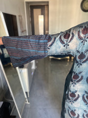 Vanaspathi handblocked modal silk kaftan shirt dress