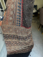 Load image into Gallery viewer, PREBOOKING open 30-35 working days to dispatch Handworked natural dye modal silk ajrakh saree with tazzels and blouse piece
