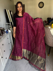Pure linen handwoven jamdani top and dupatta with zari 2 piece set Mf0078