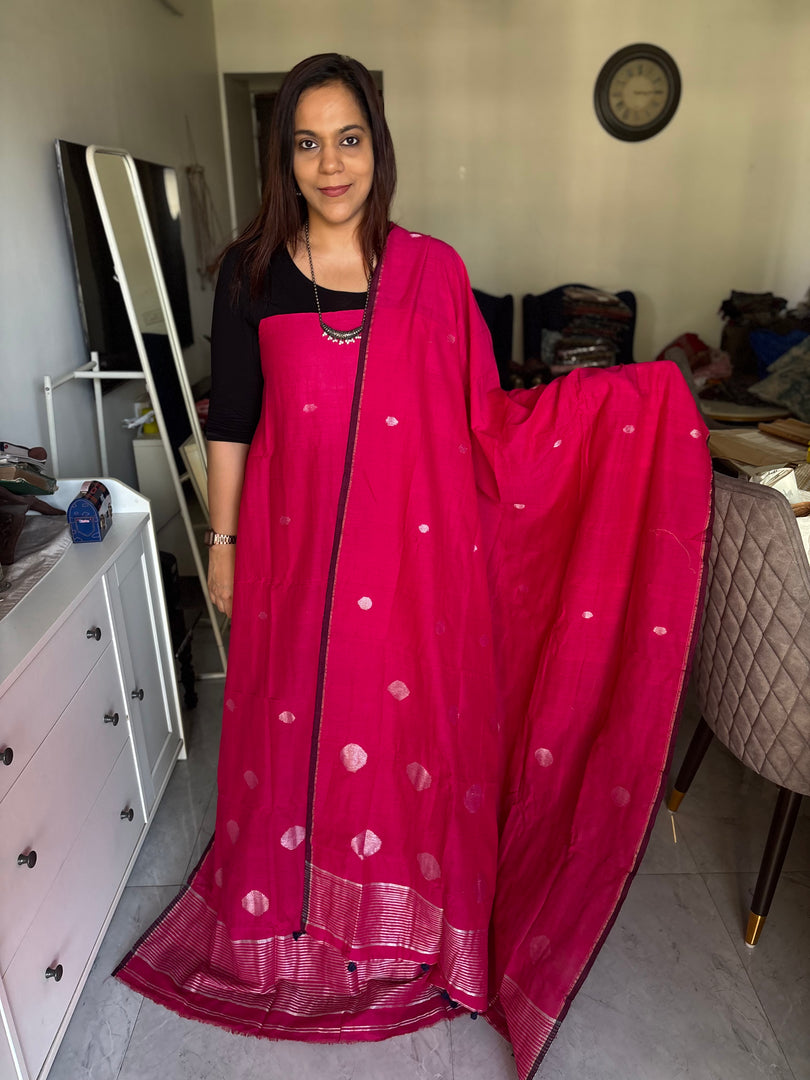 Pure cotton handwoven jamdani polka dots top and dupatta Mf0078