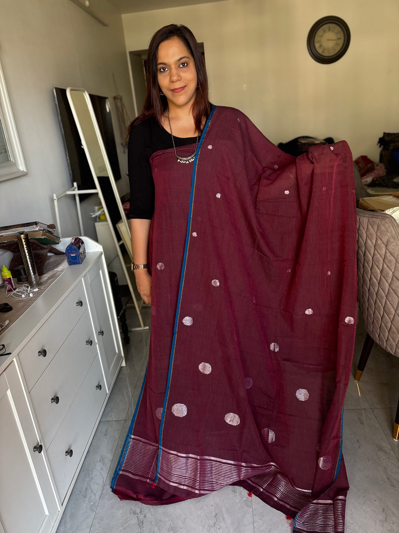 Pure cotton handwoven jamdani polka dots top and dupatta Mf0078