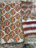 Load image into Gallery viewer, Pure cotton handblock 5 m fabric with Kota Doria dupatta
