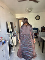 Load image into Gallery viewer, Natural dye vanaspathi handblocked modal silk long top/ frock
