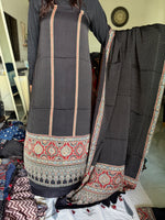 Load image into Gallery viewer, Mehnaz collection Designer style natural dye modal silk handblock ajrakh top and dupatta with tazzels MF0064
