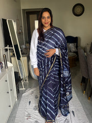 Pure Chanderi silk shibori saree with blouse piece