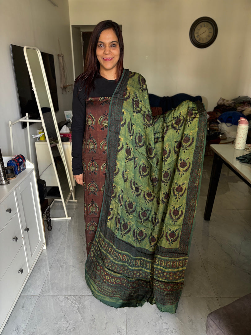 Pure vanaspathi handblocked modal silk 2 piece suit