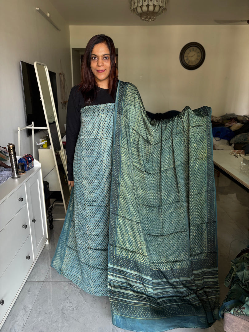 Pure vanaspathi handblocked modal silk 2 piece suit