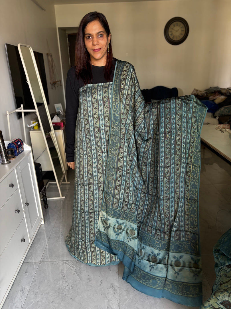 Pure vanaspathi handblocked modal silk 2 piece suit