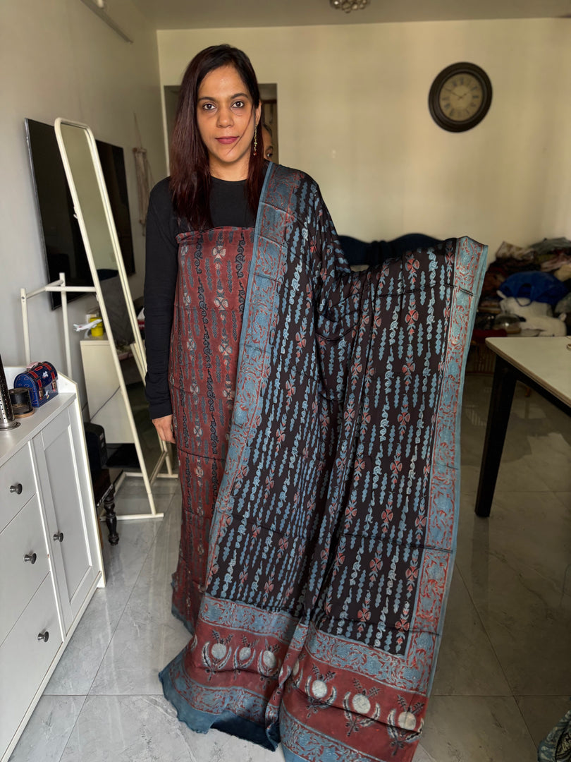 Pure vanaspathi handblocked modal silk 2 piece suit