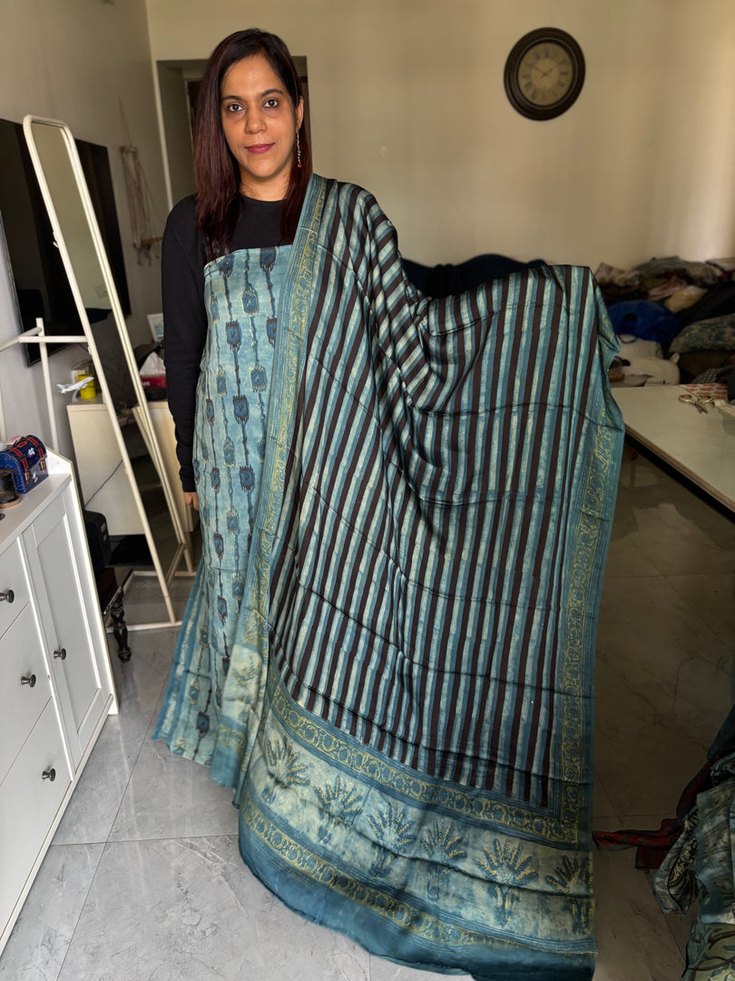 Pure vanaspathi handblocked modal silk 2 piece suit