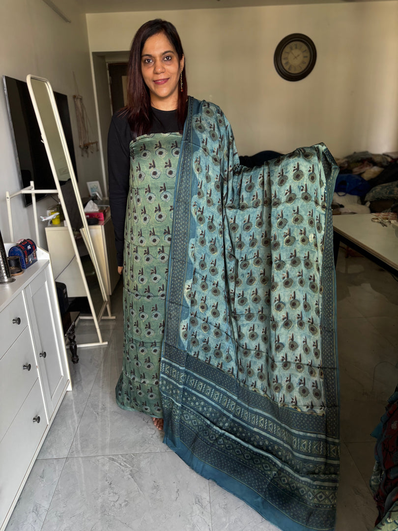 Pure vanaspathi handblocked modal silk 2 piece suit