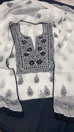 Load image into Gallery viewer, Kota doria Chikankari unstitched top and dupatta
