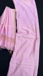 Load image into Gallery viewer, Pure Chanderi silk lucknowi chikankari top and dupatta
