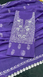 Load image into Gallery viewer, Kota doria Chikankari unstitched top and dupatta
