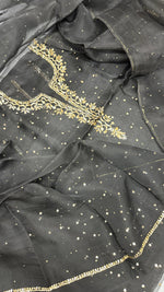Load image into Gallery viewer, Beautiful soft pure organza silk shirt and dupatta with mukesh work
