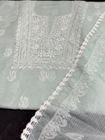 Load image into Gallery viewer, Kota doria Chikankari unstitched top and dupatta
