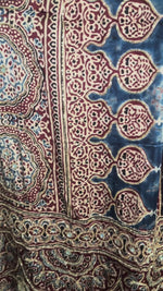 Load and play video in Gallery viewer, Handworked natural dye modal silk ajrakh saree with tazzels and blouse piece